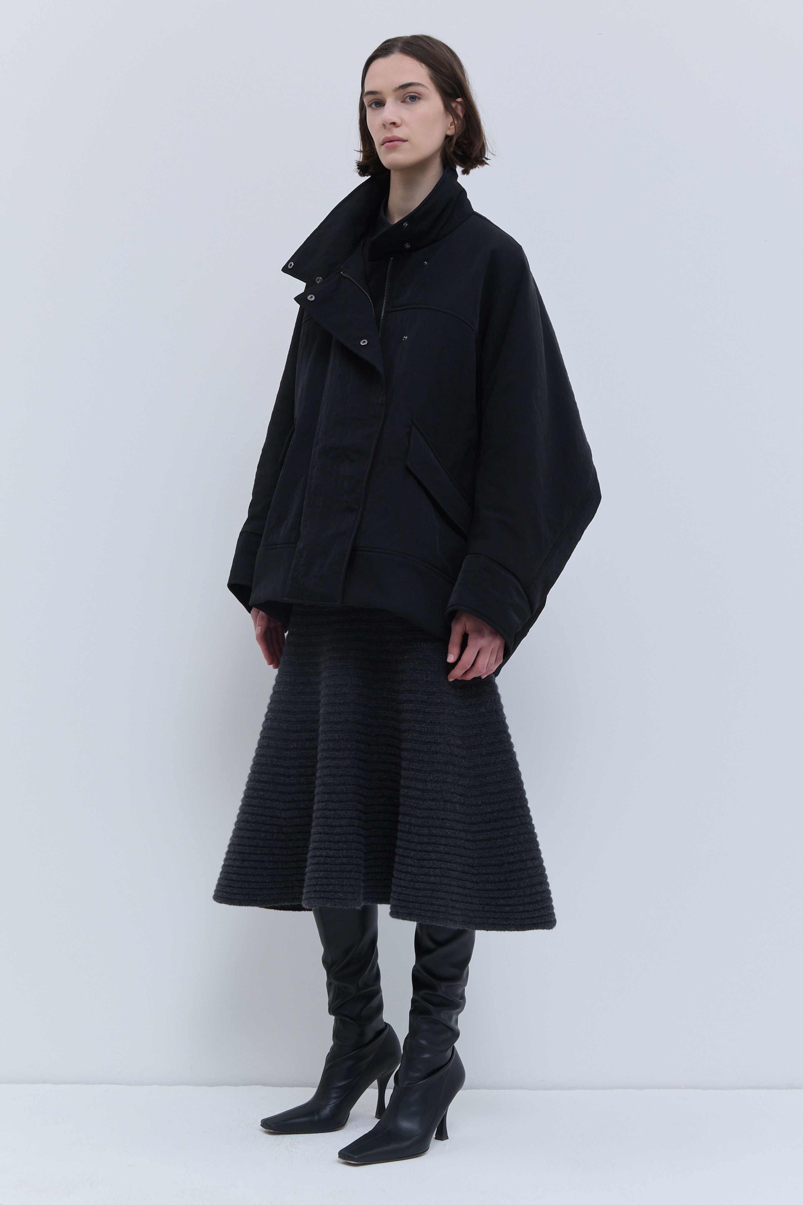 Jombo black padded jacket with high collar