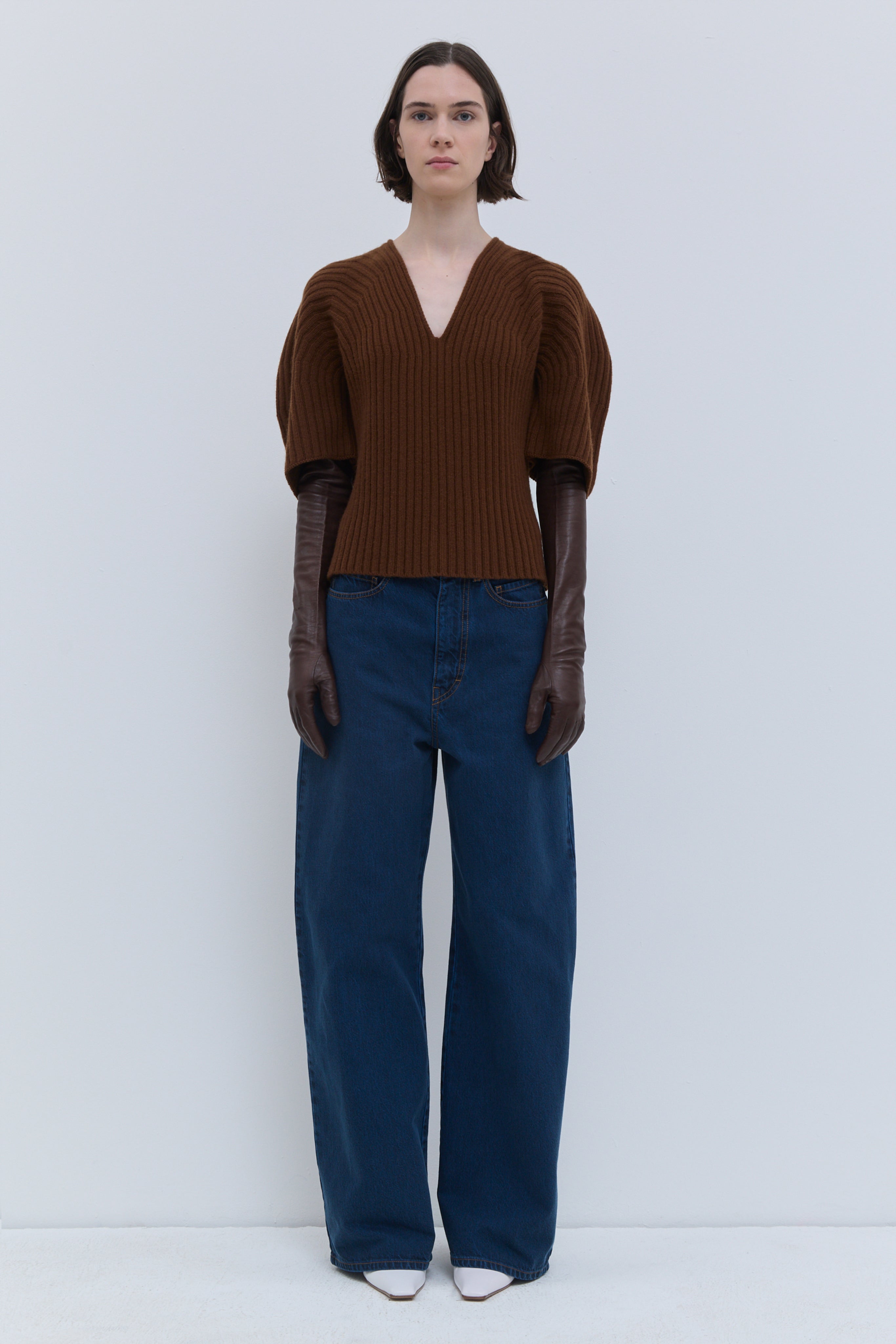 Christian Wijnants Kisha rust 3D rib-knit top