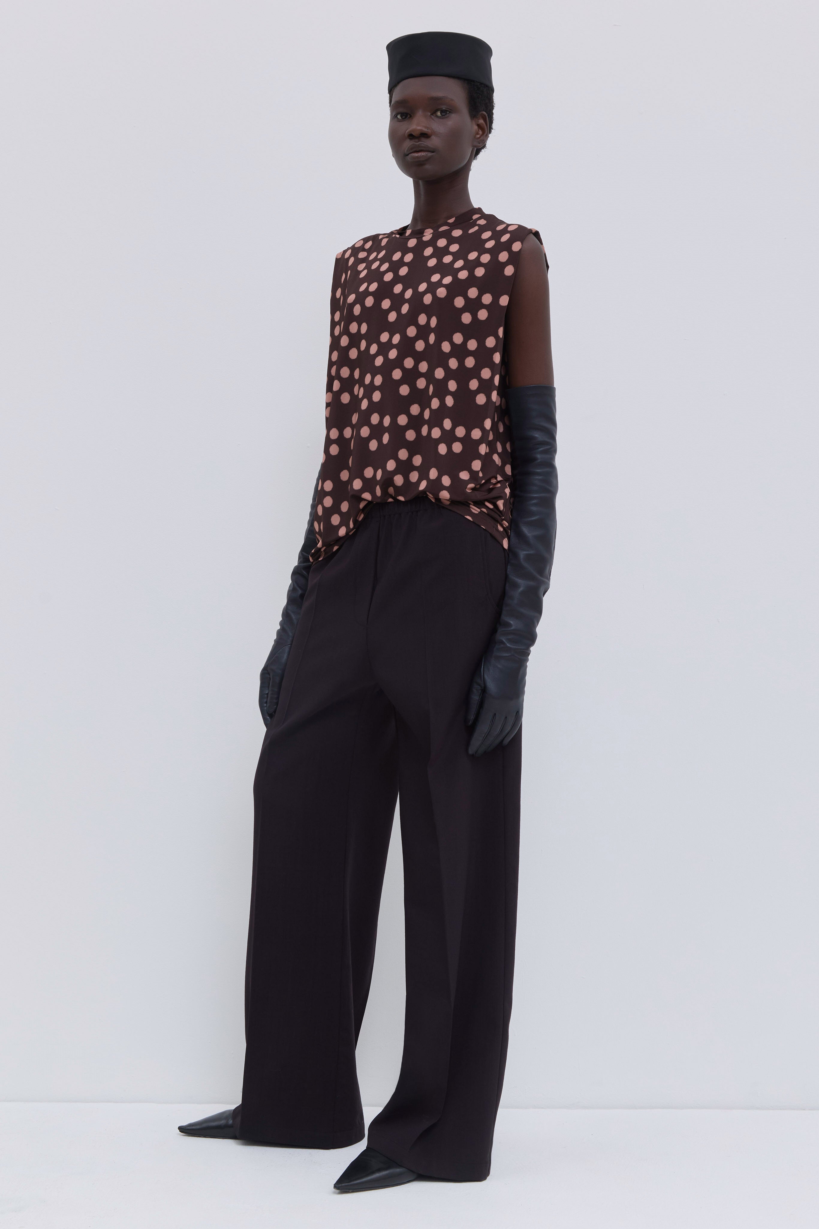 Relaxed-fit jersey top in brown and pink print