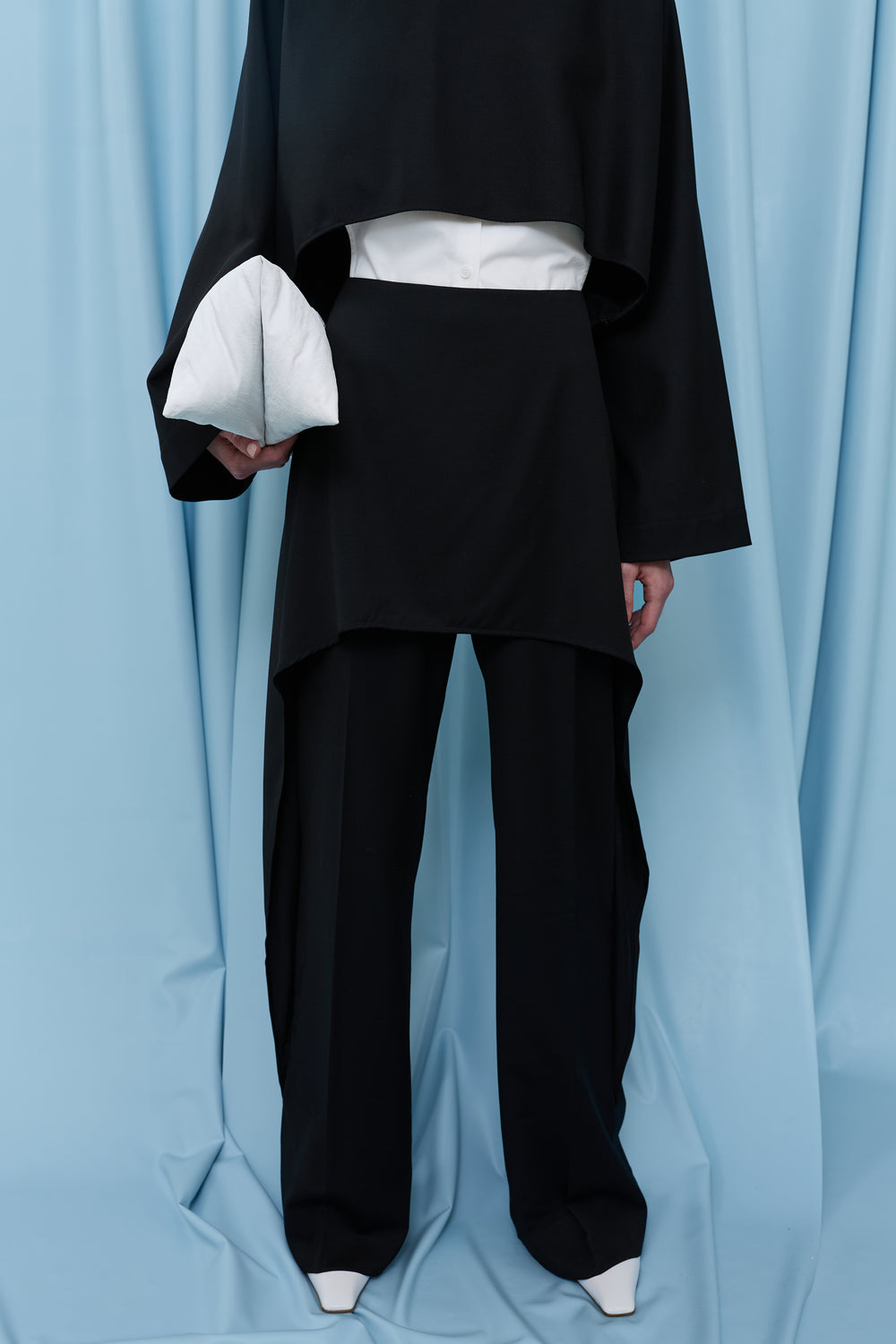 Pilba Virgin Wool Trousers with Skirt Overlay