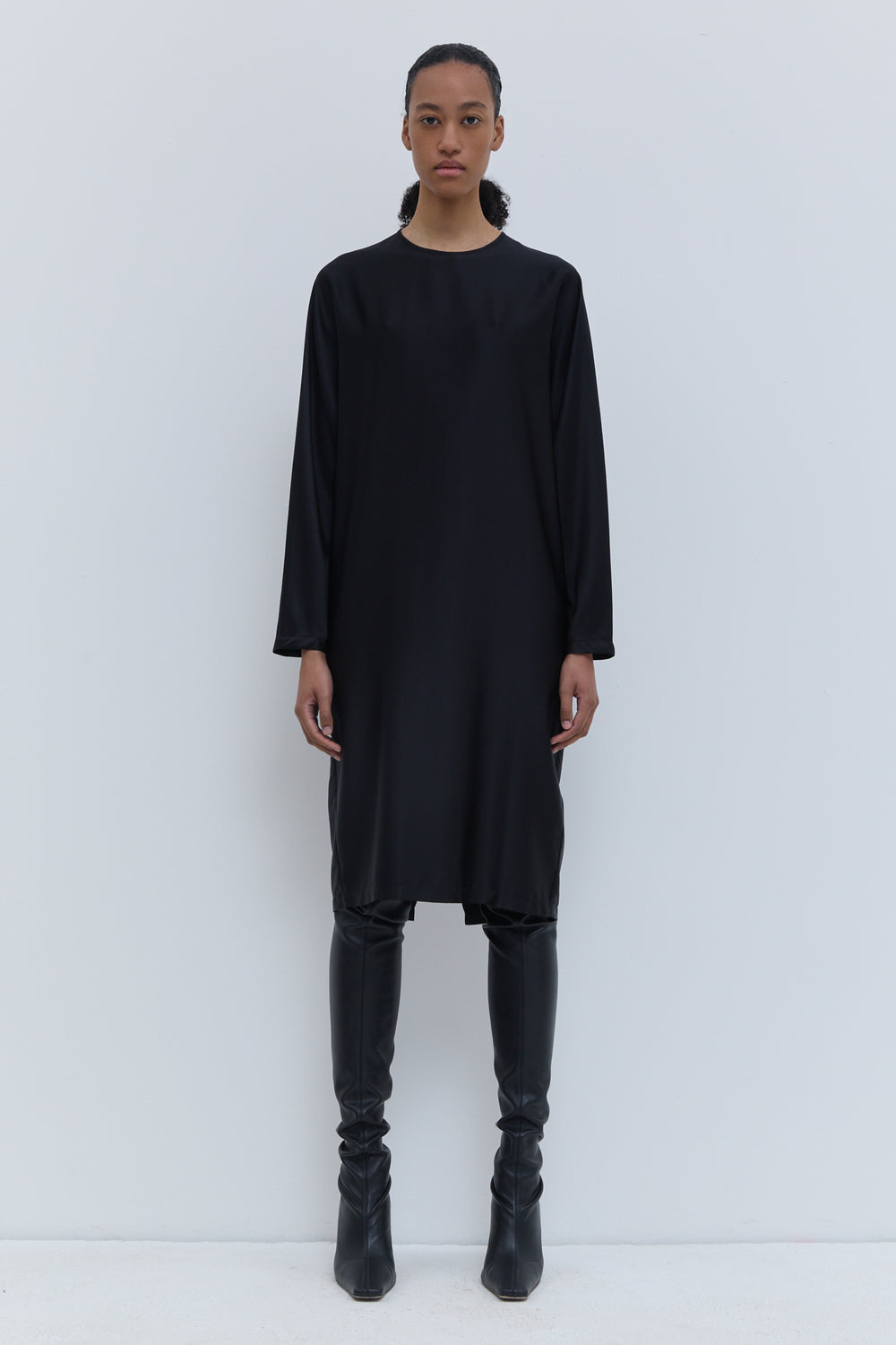 Deira black dress by Christian Wijnants with a detachable triangle neck scarf
