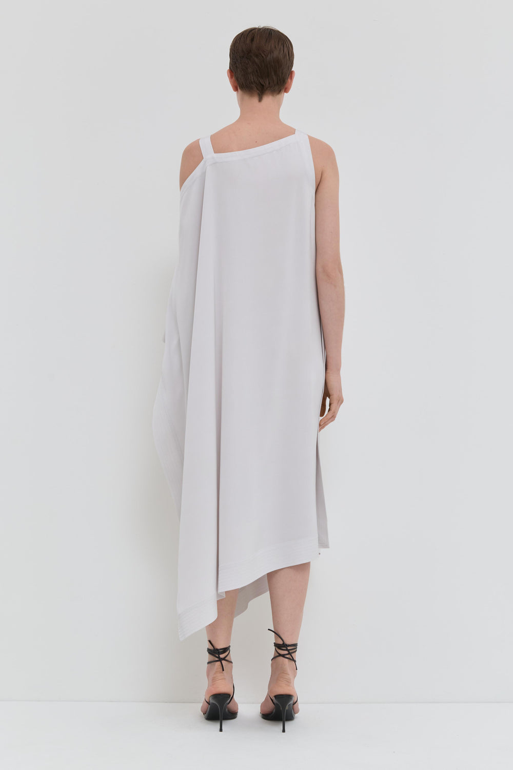 Smoke asymmetrical maxi dress in viscose with open shoulder detail back