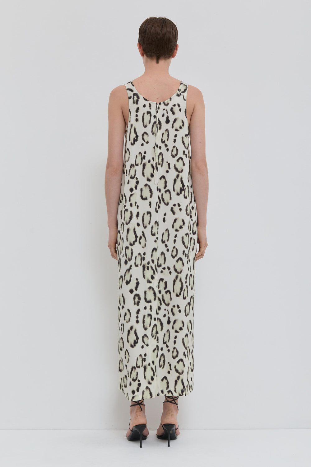 Smoke panthera printed tank dress with belt and long silhouette