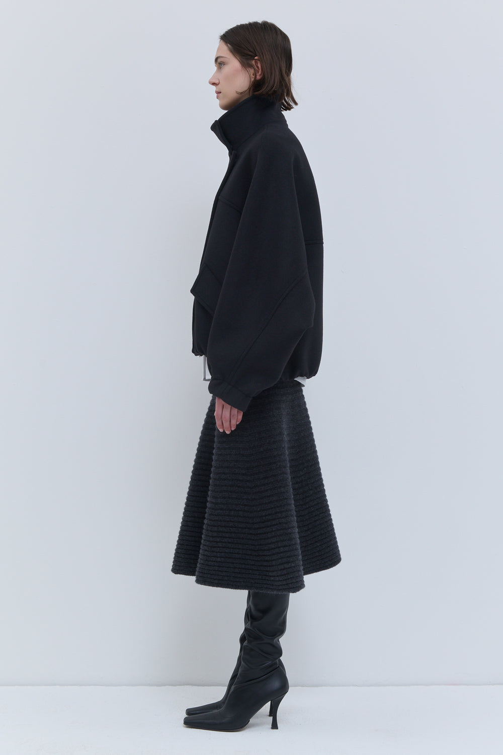 Christian Wijnants Japuto black wool jacket shown from the back with relaxed oversized silhouette