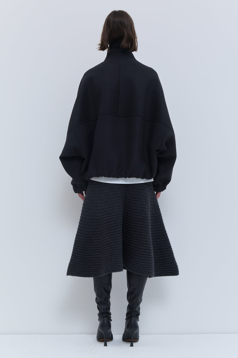 Christian Wijnants Japuto black wool jacket shown from the back with relaxed oversized silhouette