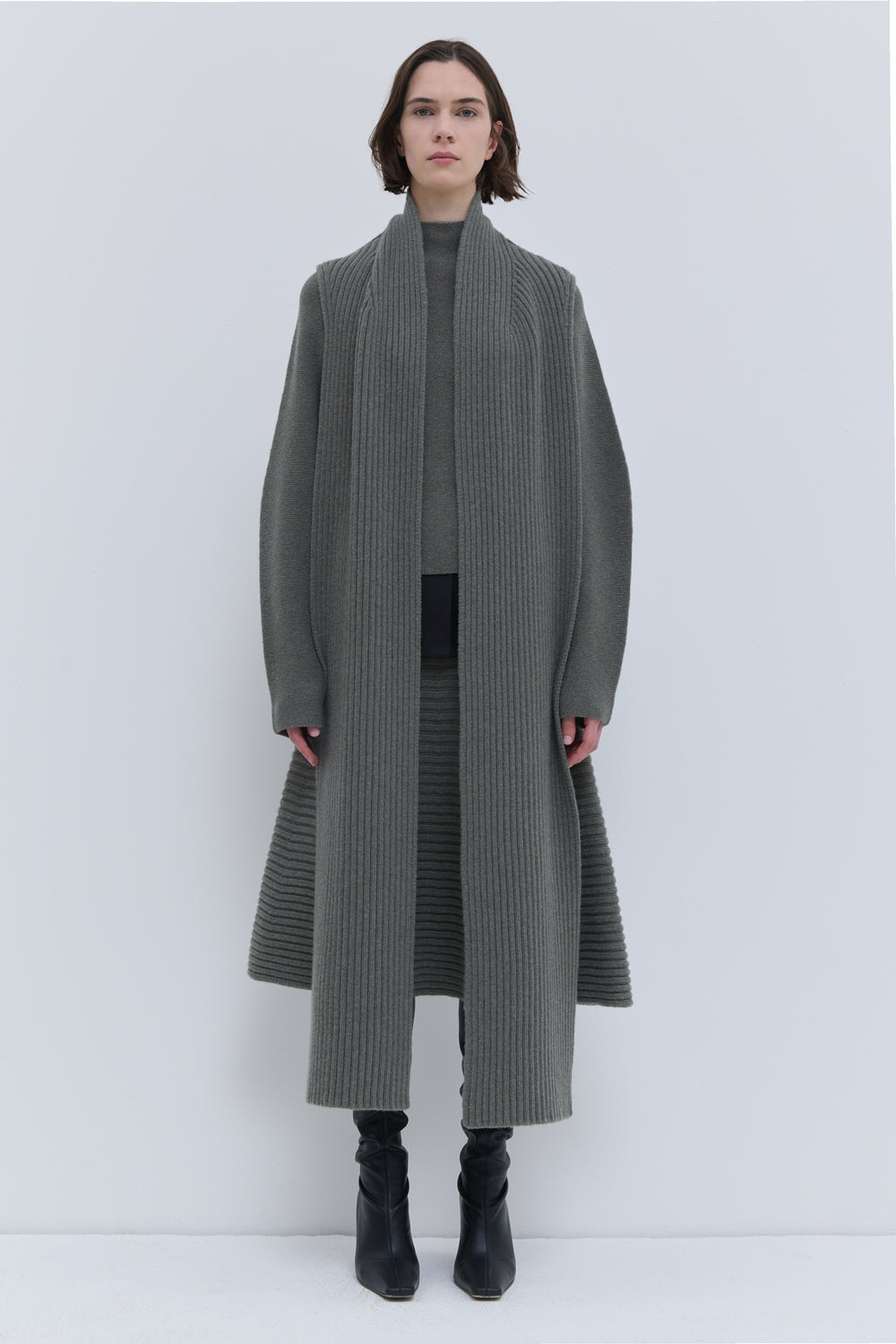 Christian Wijnants Kadija laurel melange ribbed knit scarf with shawl collar