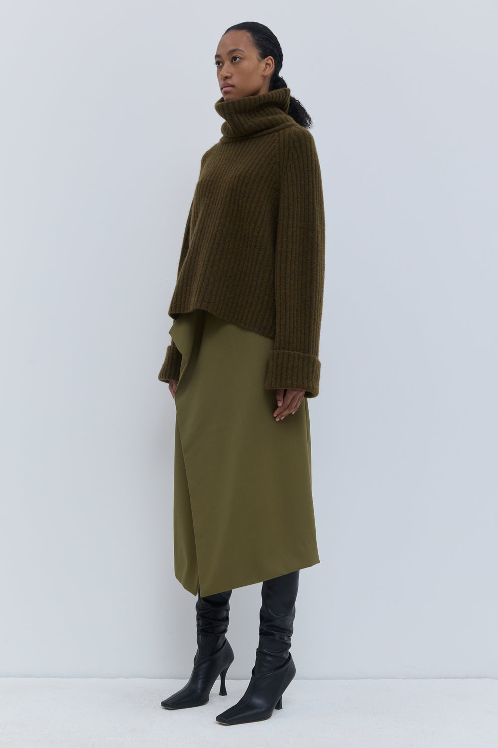 Christian Wijnants Kalda military green wool alpaca sweater
