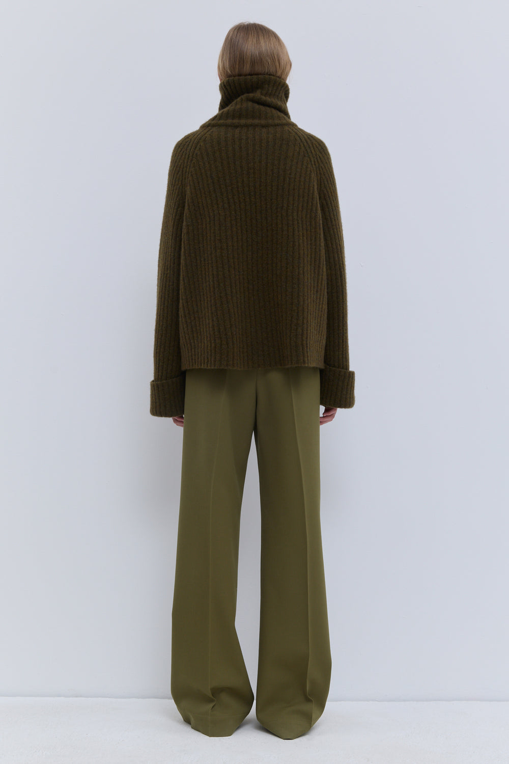 Kalda wool and alpaca chunky knit sweater in military green