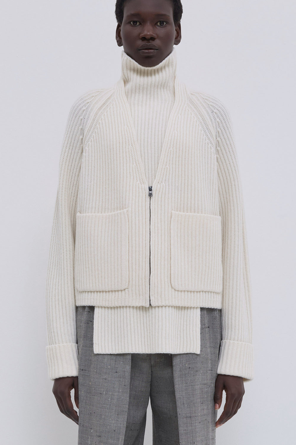 Kavari Ribbed Zip Cardigan