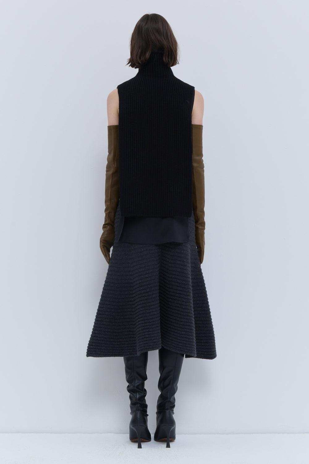 Christian Wijnants black knitted bib with high turtleneck