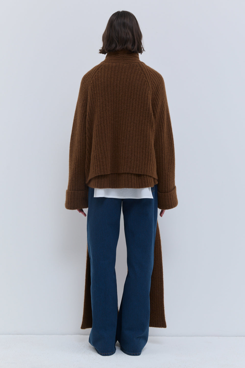 Keleko rust knitted cardigan with shawl collar by Christian Wijnants