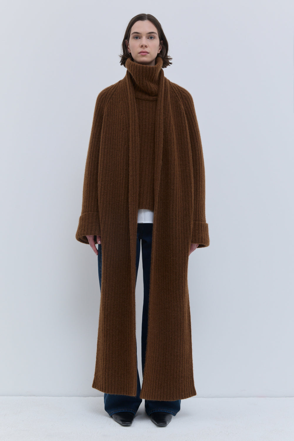 Christian Wijnants chunky rib cardigan with elongated front tails in rust