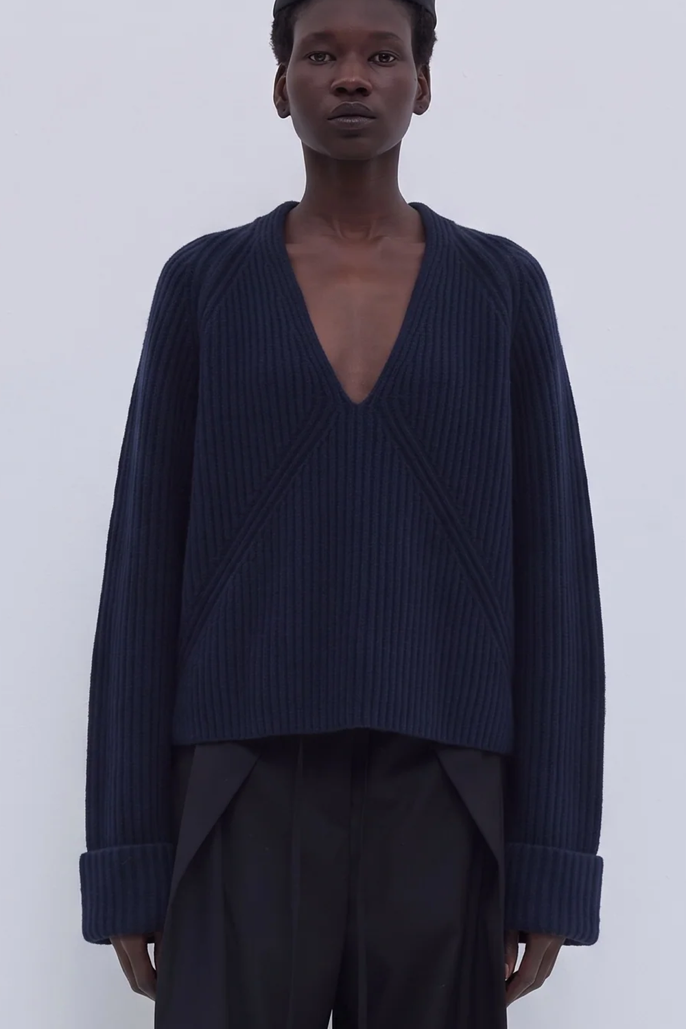 Keolana Ribbed V-Neck Sweater