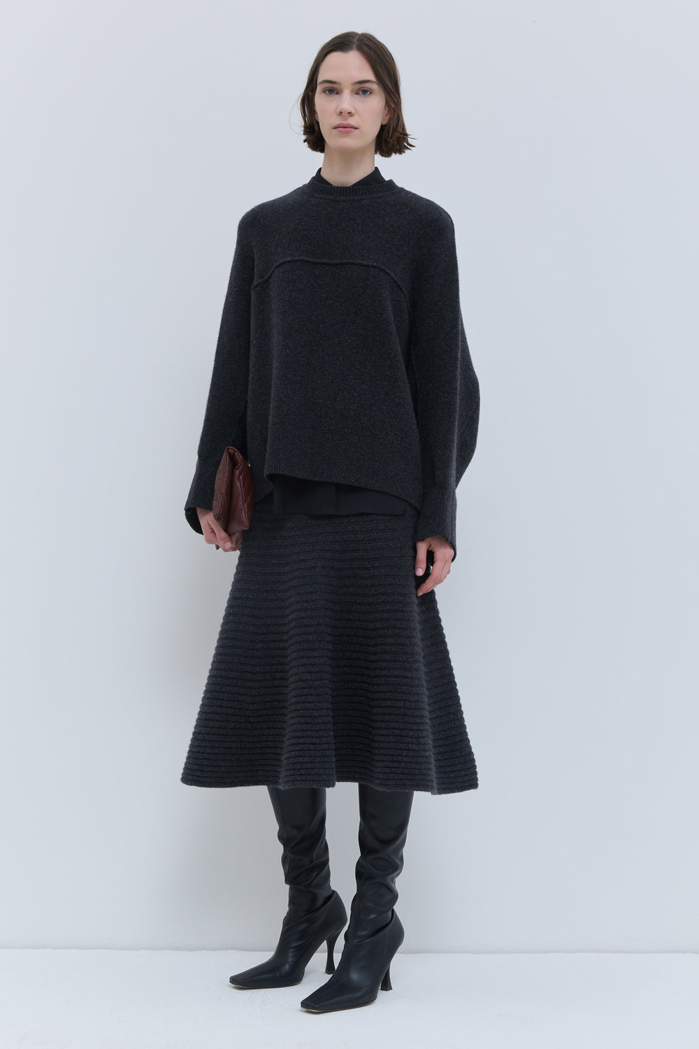 Christian Wijnants charcoal knitted sweater with rounded sleeves
