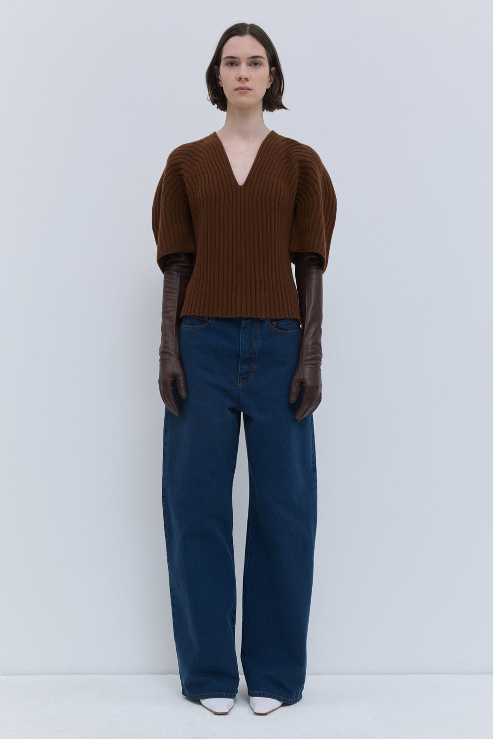Christian Wijnants Kisha rust 3D rib-knit top