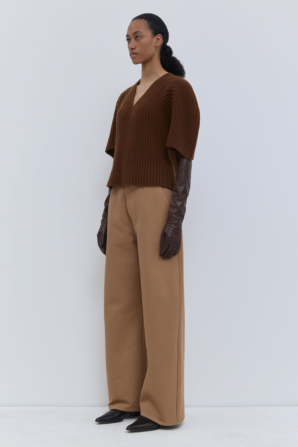 Kisha superfine wool ribbed top in rust