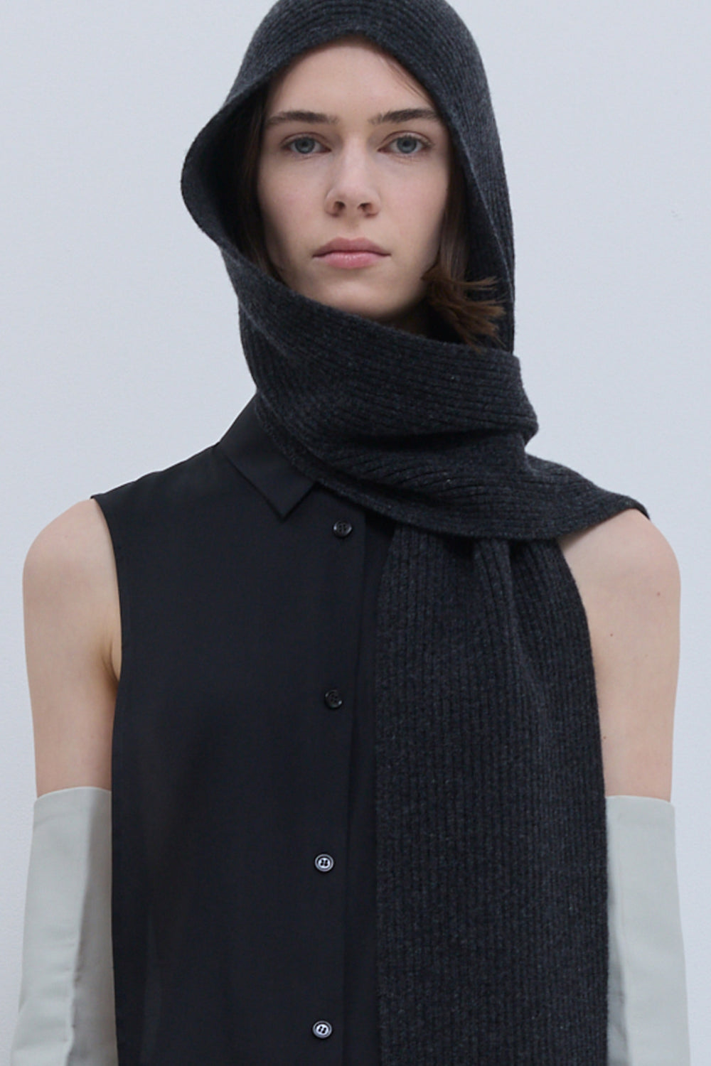 Christian Wijnants charcoal superfine wool hood scarf