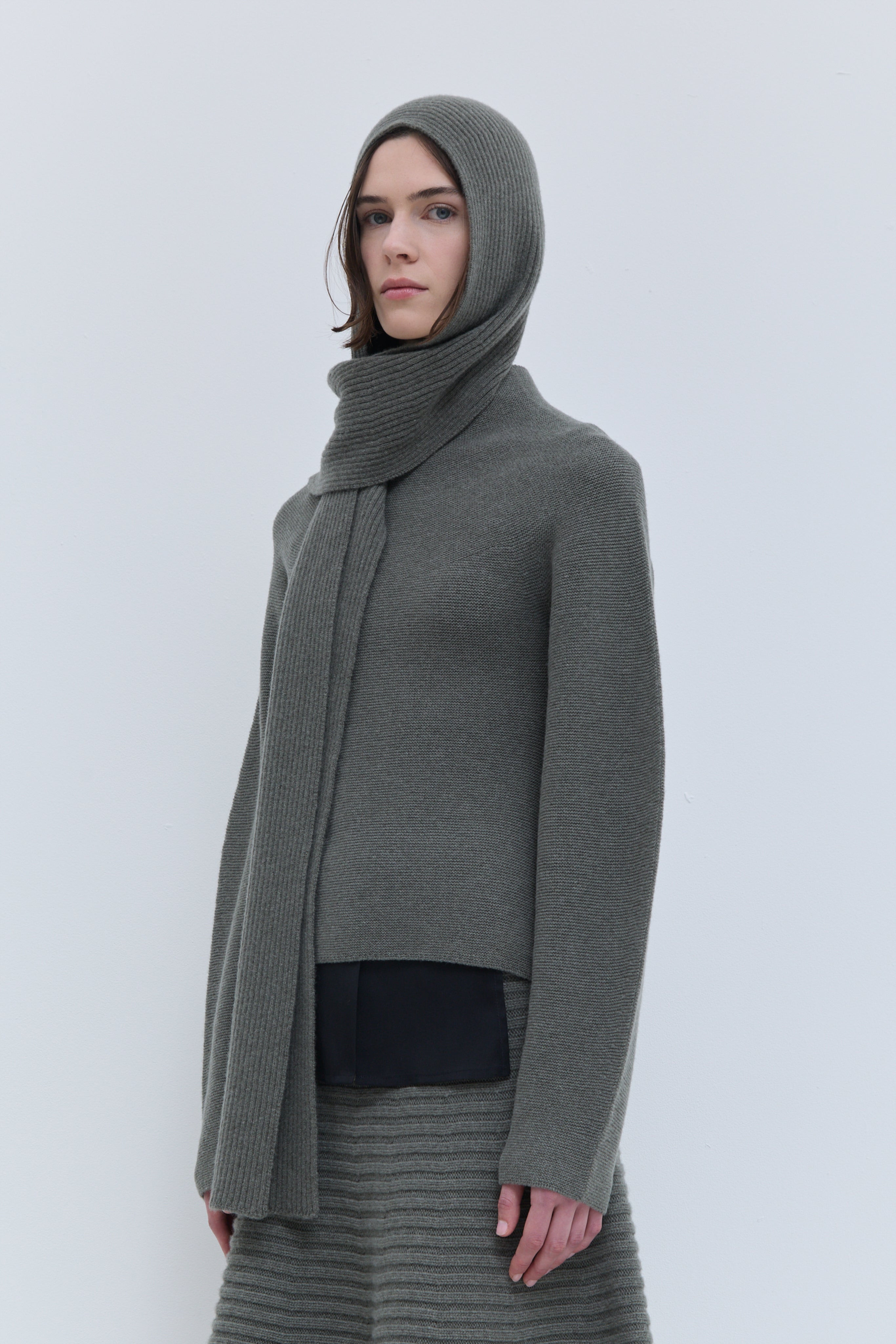 Christian Wijnants laurel melange superfine wool hood scarf