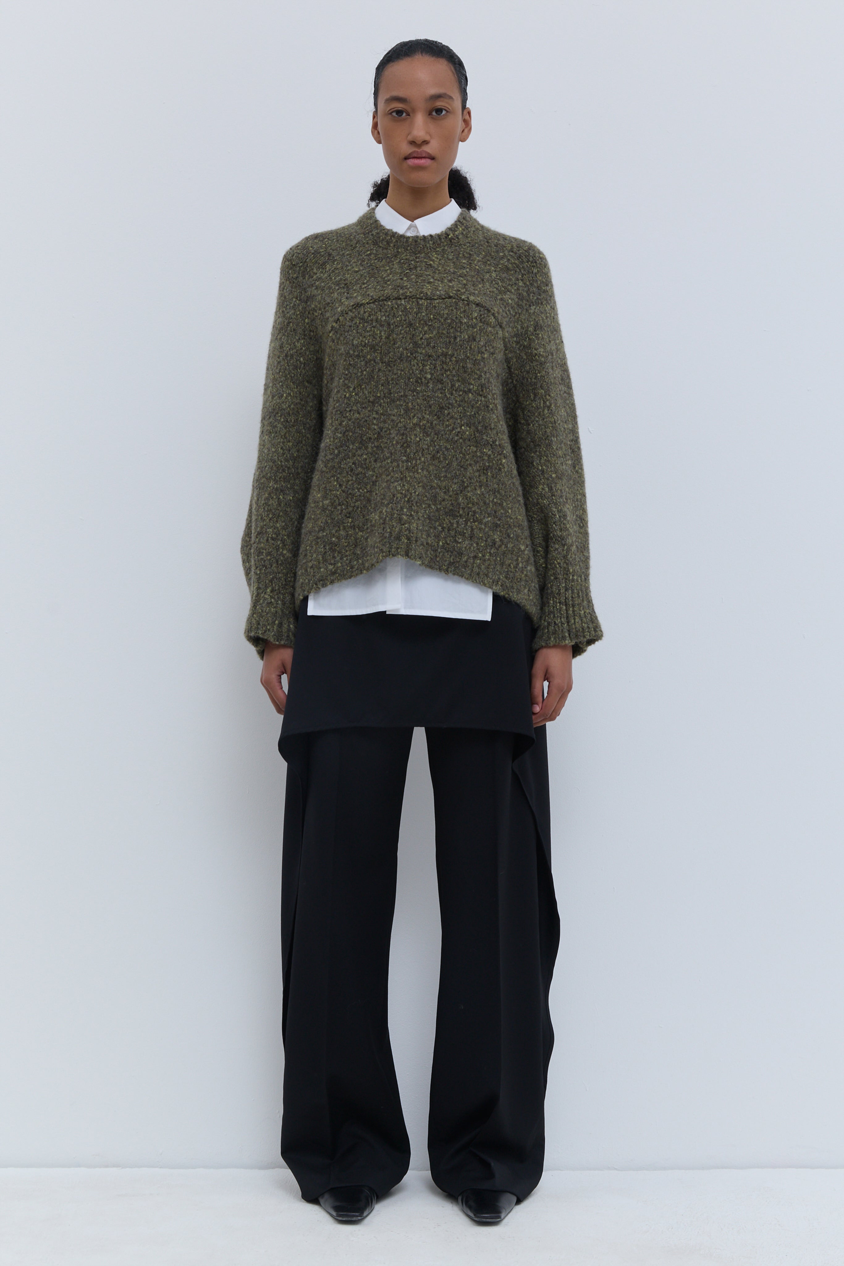 Christian Wijnants Korongo chunky knit sweater in kaki melange