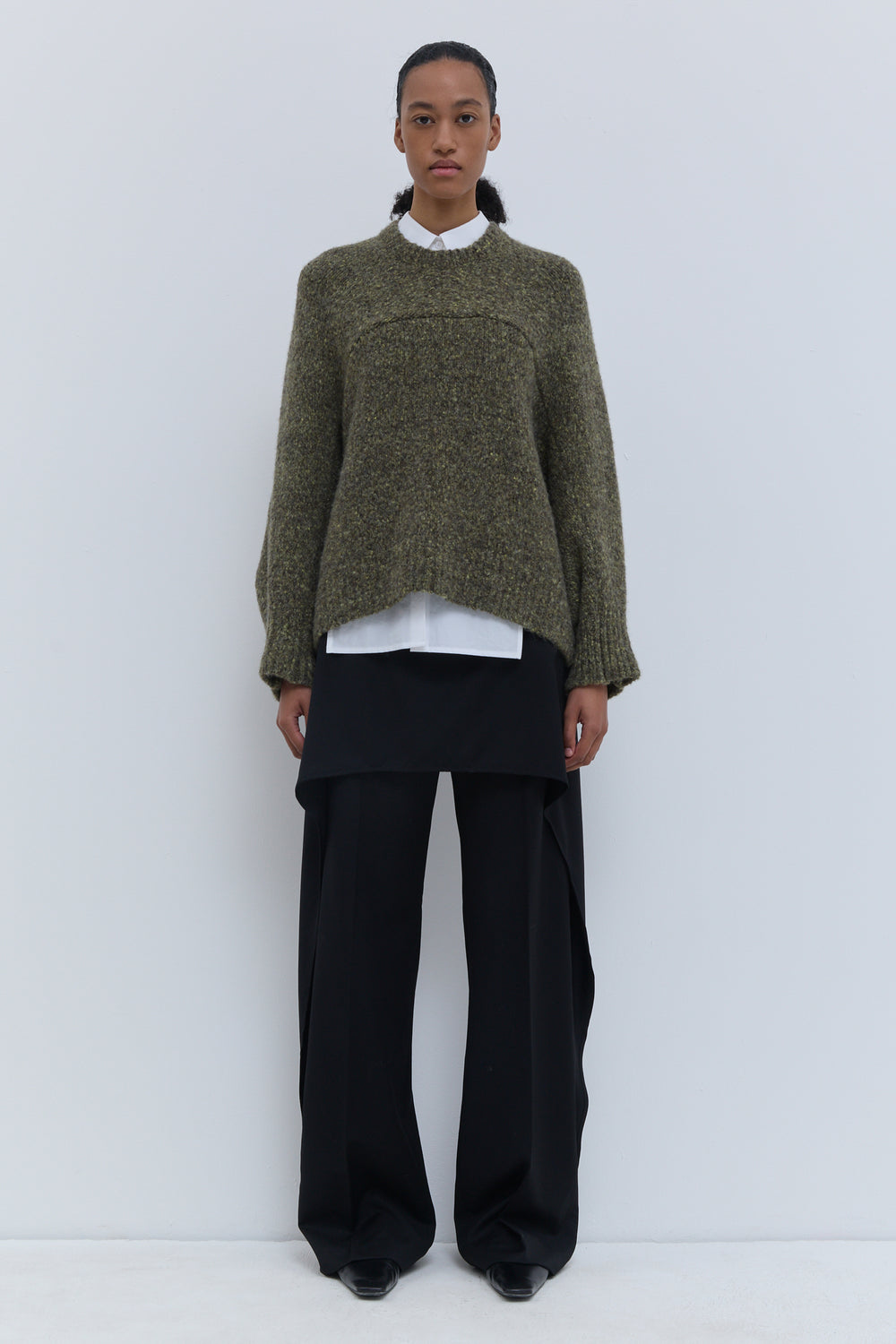 Christian Wijnants Korongo chunky knit sweater in kaki melange