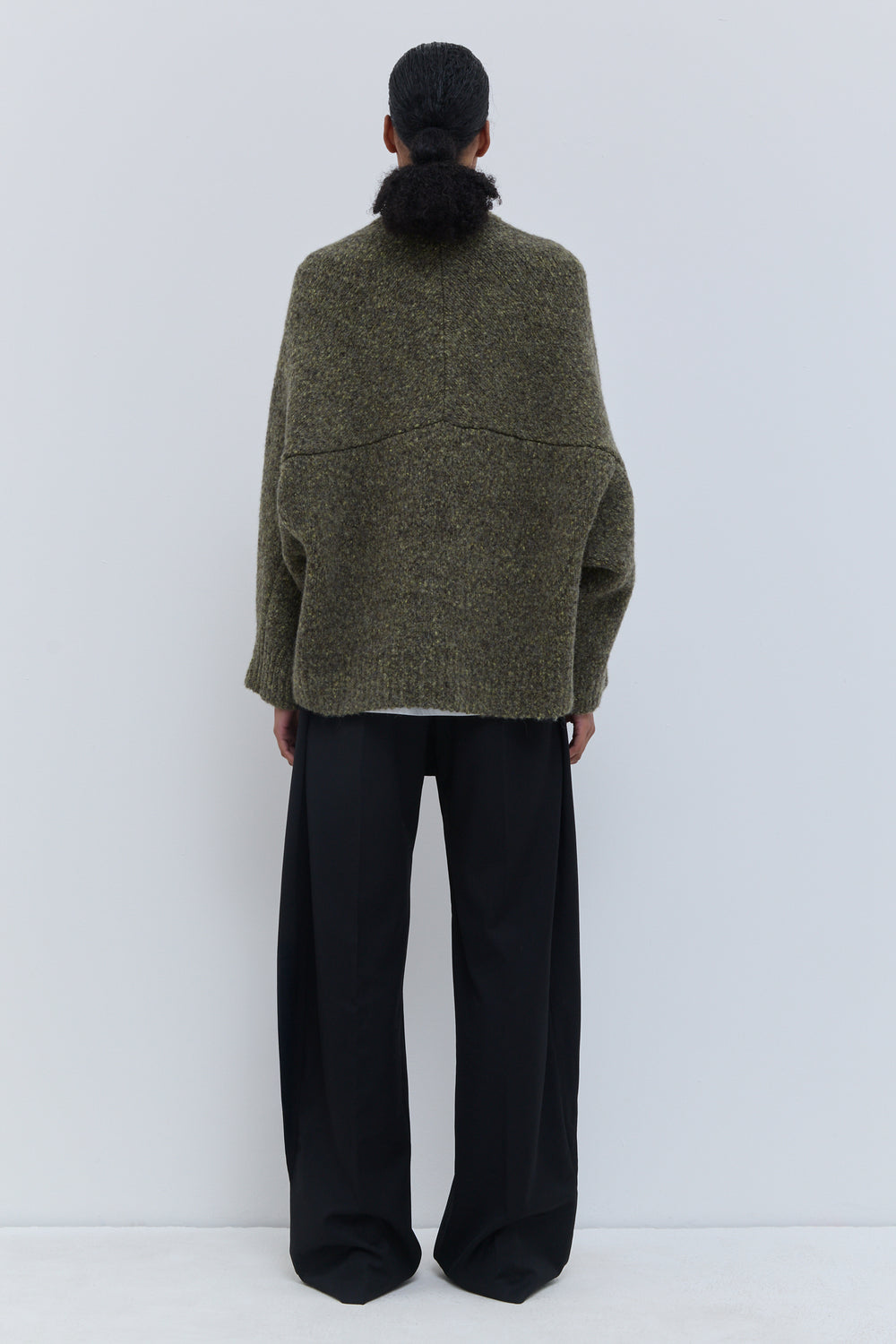 Korongo textured melange knit sweater with rounded neckline