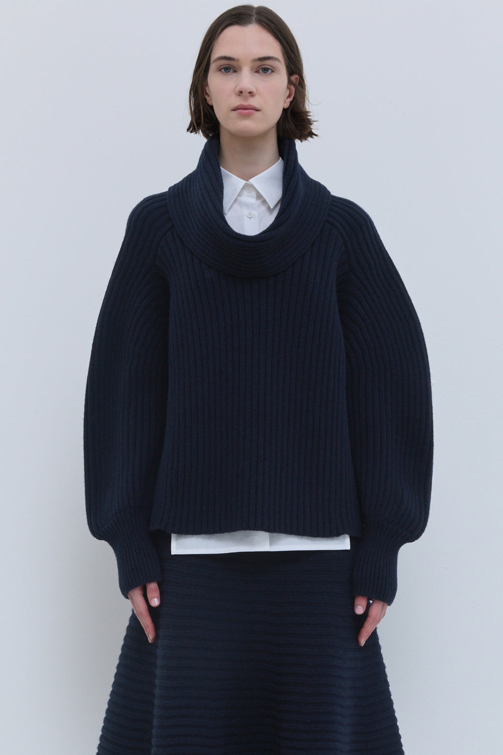 Christian Wijnants oversized rib knit sweater in dark marine