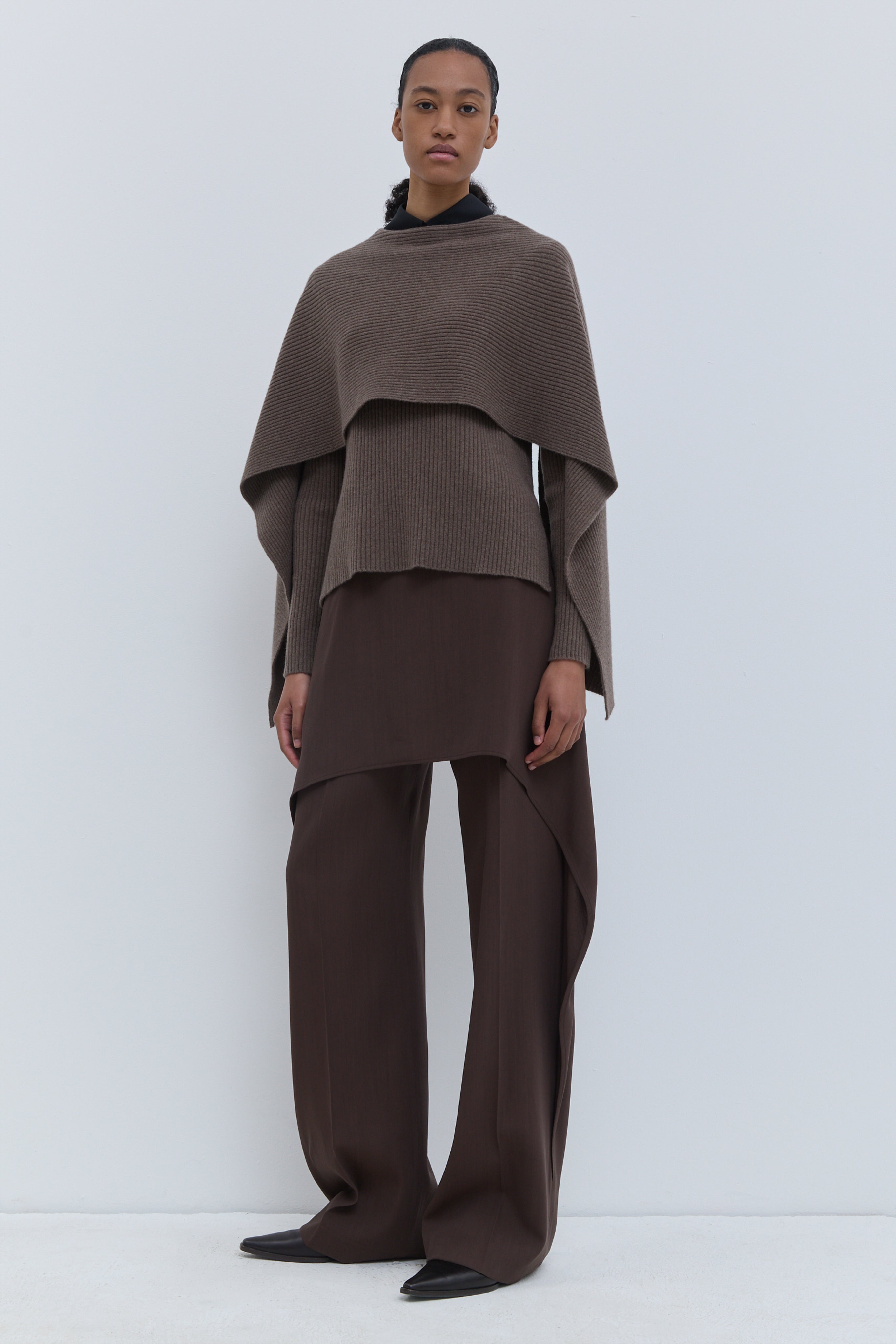 Christian Wijnants Kovira ribbed sweater in brown melange