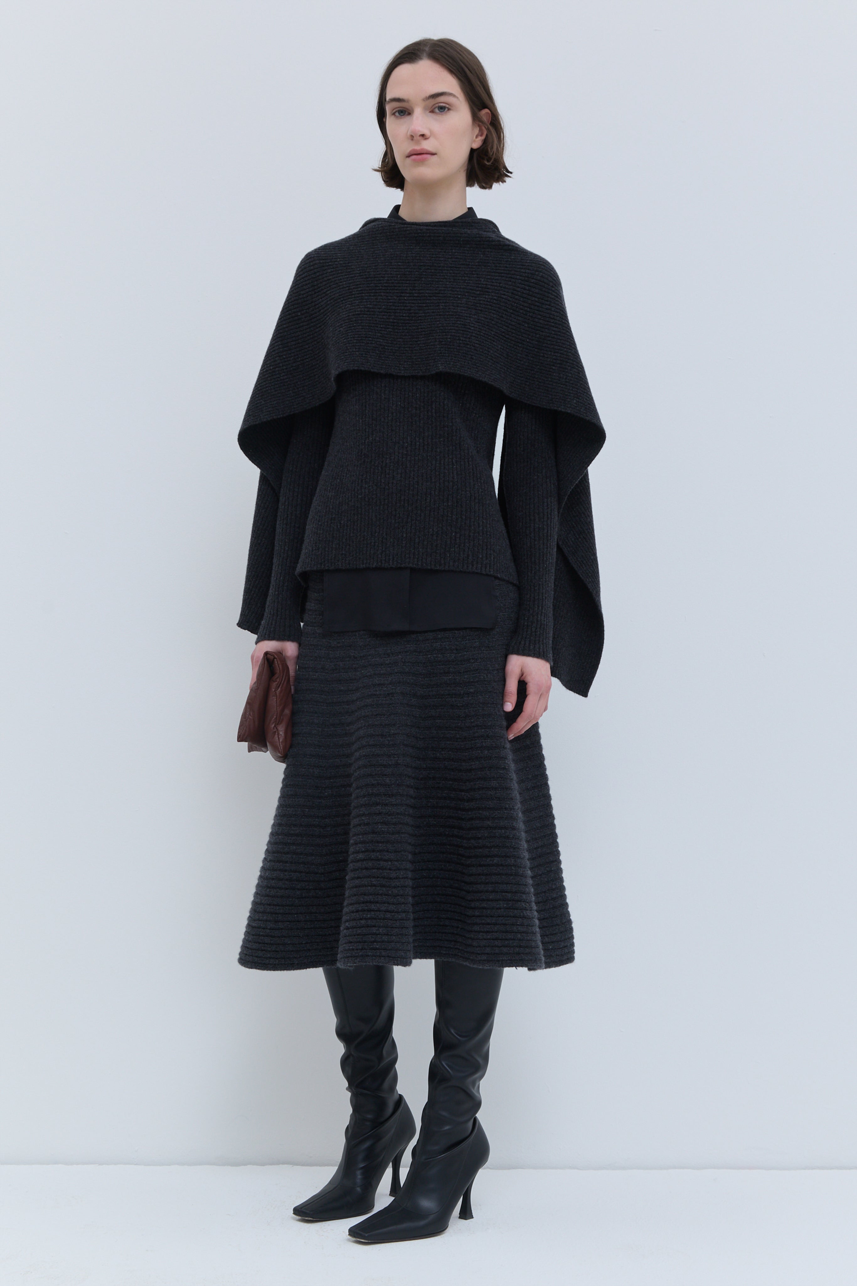 Christian Wijnants Kovira ribbed sweater in charcoal