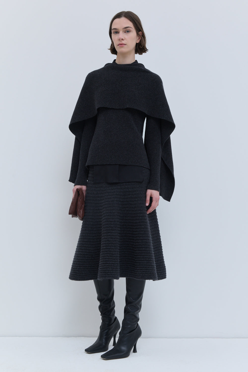 Christian Wijnants Kovira ribbed sweater in charcoal