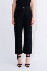 Pelanac Patchwork Cropped Denim Pants With Frayed Patchwork