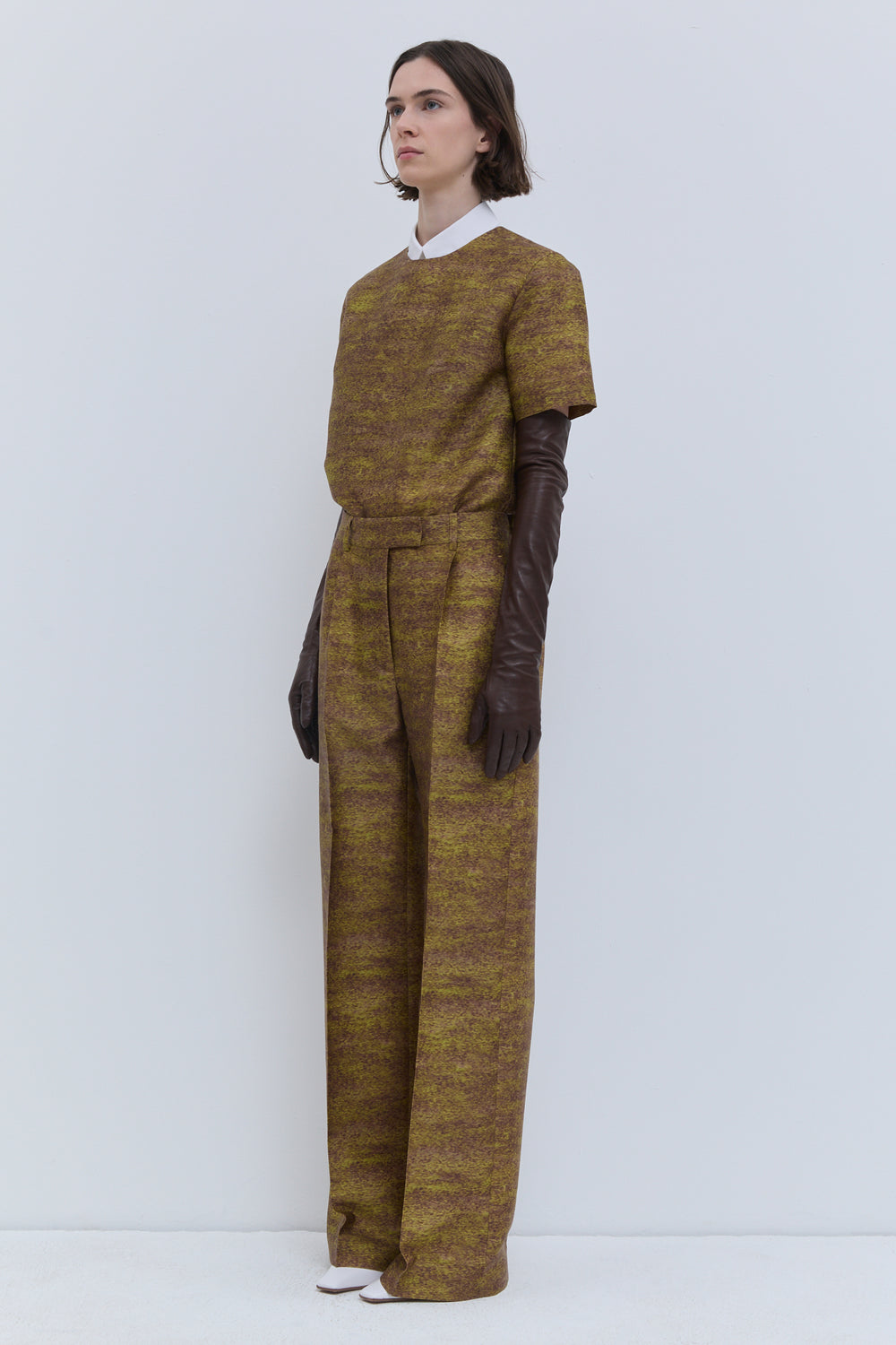 Christian Wijnants Gold Storm textured wool trousers with wide straight-leg silhouette