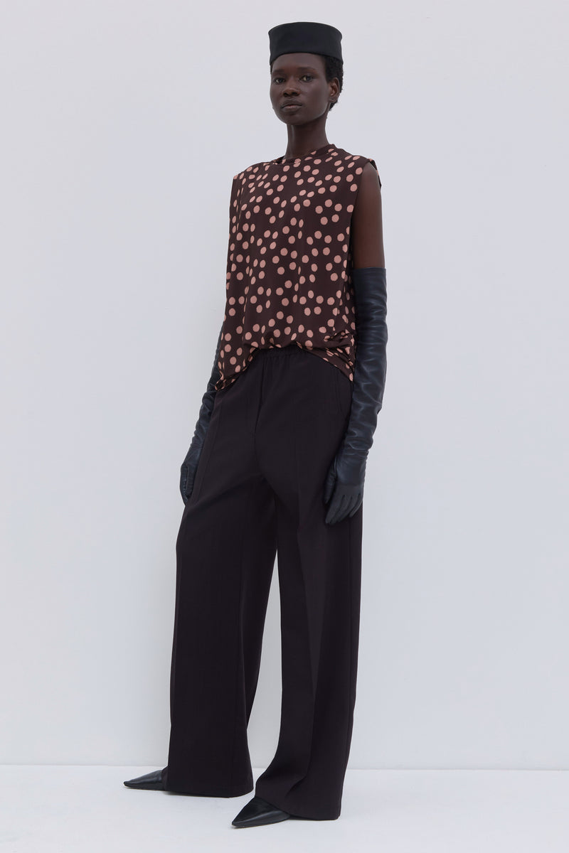 Relaxed-fit jersey top in brown and pink print