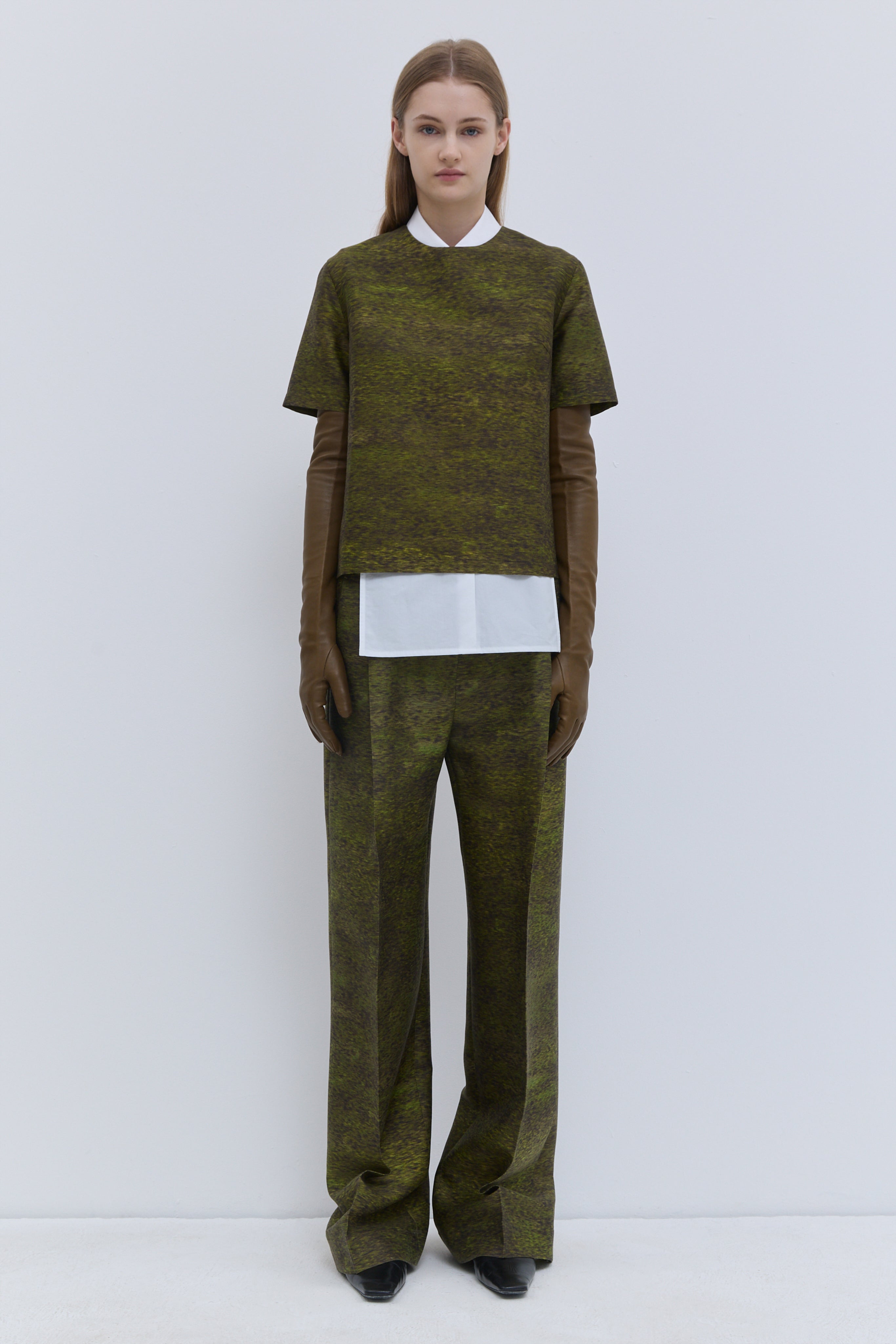 Tanti Top in Forest Storm printed wool and silk