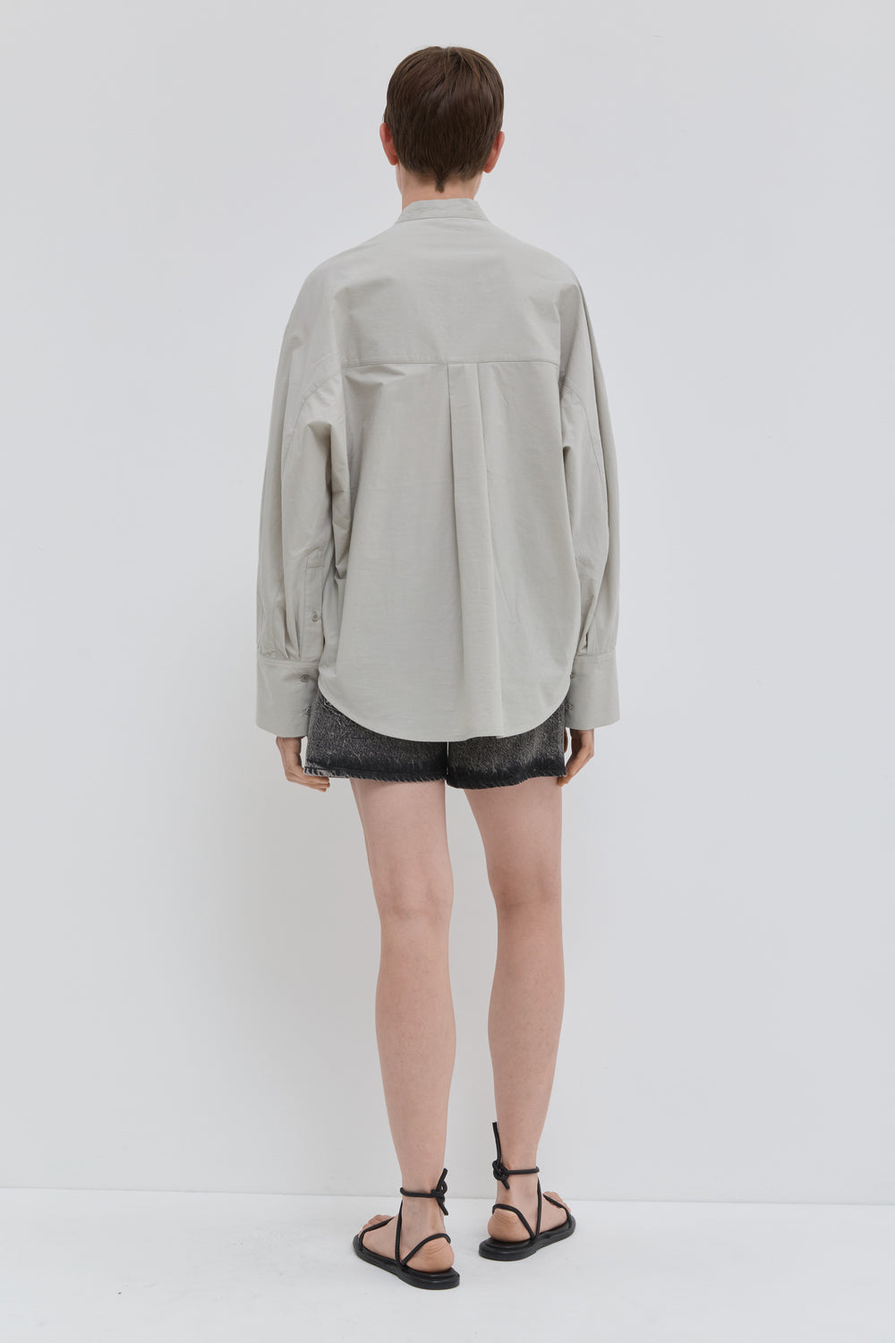 Cement loose fit shirt in Japanese organic cotton with balloon sleeves