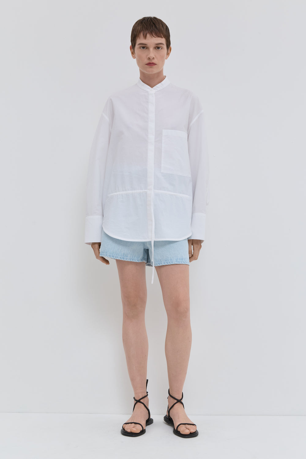 White loose fit shirt in Japanese organic cotton with balloon sleeves